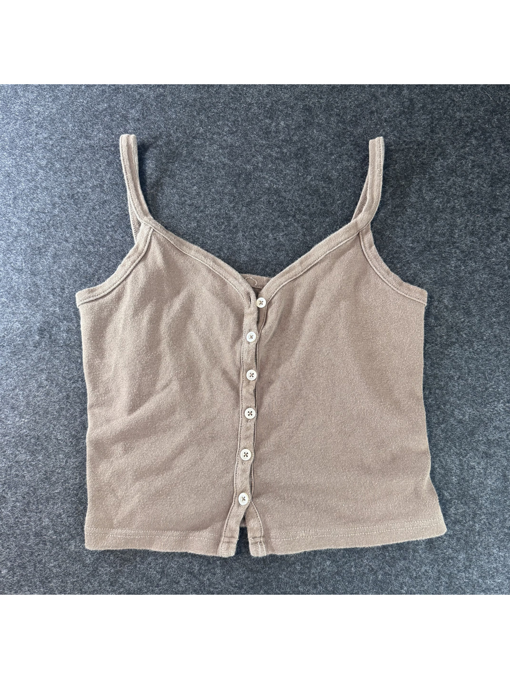 Brandy Melville Brown Button-Front Tank Top Girlhood Dainty Lightweight One Size